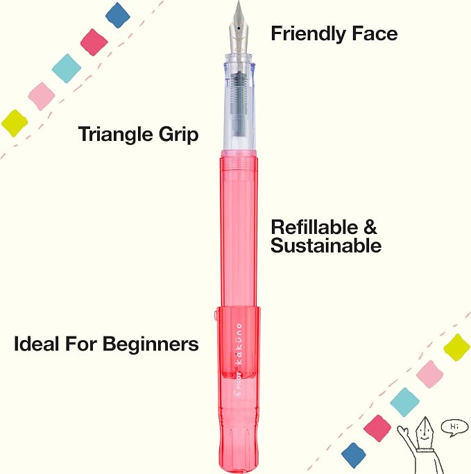 Pilot Kakuno Fountain Pen, Coral Barrel, Fine Nib