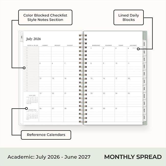 Blue Sky 2026-2027 Weekly & Monthly Academic Planner, 5"x8", Marisa | July 2026 - June 2027, Flexible Cover, Wirebound, Laminated Tabs, Storage Pocket, Stickers, Academic Year, The Everygirl