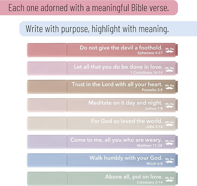 Mr. Pen- Bible Highlighters with Color-Coding System, 8 Pack | Soft Chisel Tip, Aesthetic Highlighters Assorted Colors