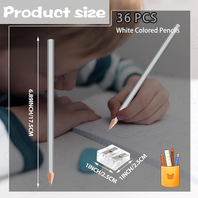 36 Pack Silver Colored Pencils for Kids, Pre-sharpened Art Pencils Back to School Supplies Set, Drawing Sketching Pencils for Students, Teachers, Classroom