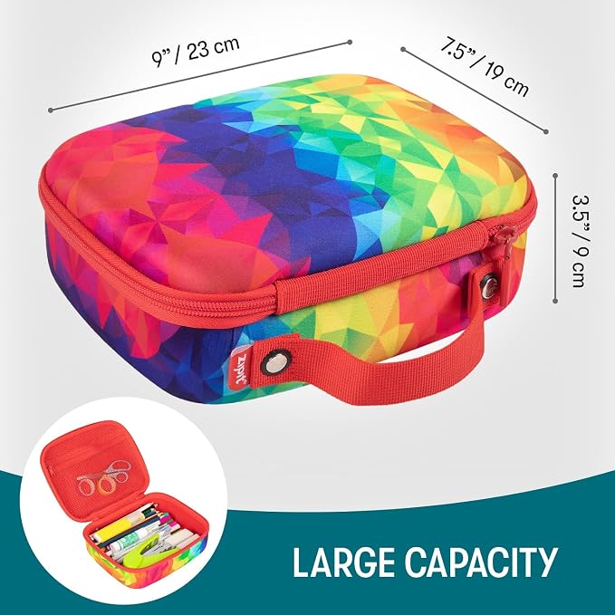 ZIPIT Jumbo Pencil Case for Girls, Cute Large Capacity Pencil Box, Rainbow