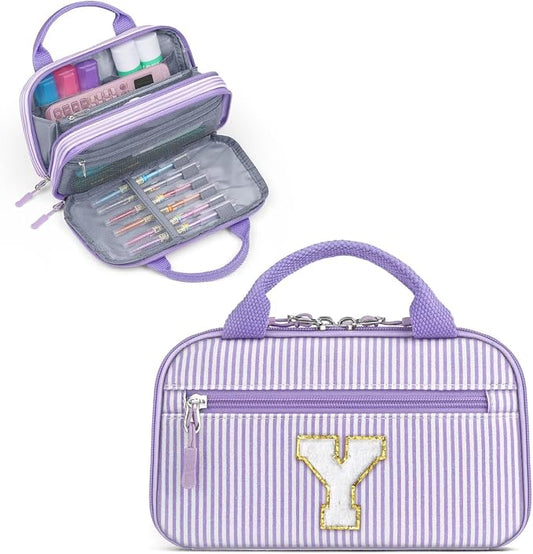 YOOLIFE Pencil Case for Girls, Cute Pencil Pouch Pen Case, Large Capacity Aesthetic School Supplies for Teen Girls, Purple Y
