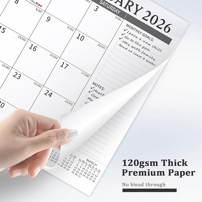 Ospelelf Calendar Refill 2026-2027 Large 10"x16" Monthly Planner with Protective Cover 18 Months January 2026 - June 2027 Black