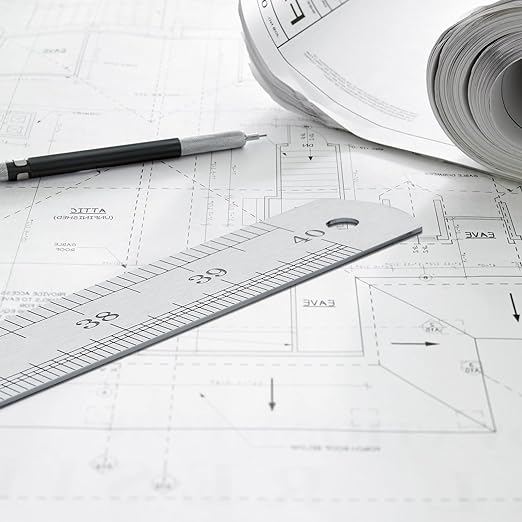 Large Stainless Steel Ruler Rule Measure Straight Edge 1 Metre Meter 40" 100cm | Applicable school, office, construction sites, decoration workshops, drawings and paintings, scientific experiments
