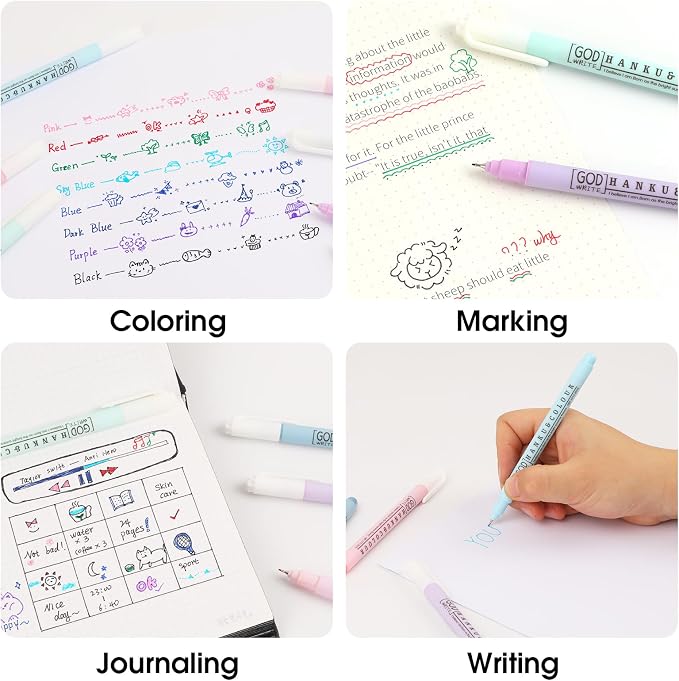 HANKU 20 Pack Bible Highlighters and Pens No Bleed Through for Bible Study | 12 Pastel Highlighters & 8-Color 0.38mm Fine Point Pen, Quick Dry, No Bleed, Bible Study Journaling School Office Supplies