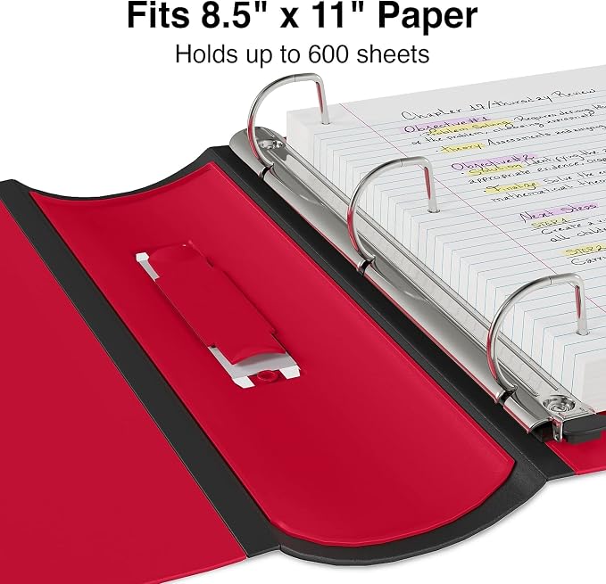 Staples Better Binder, 3" Heavy‑Duty D‑Ring 3‑Ring Binder, Red, Reinforced Spine, Holds 600 Sheets, Durable Organizer for Office, School & Presentations, 2‑Pack