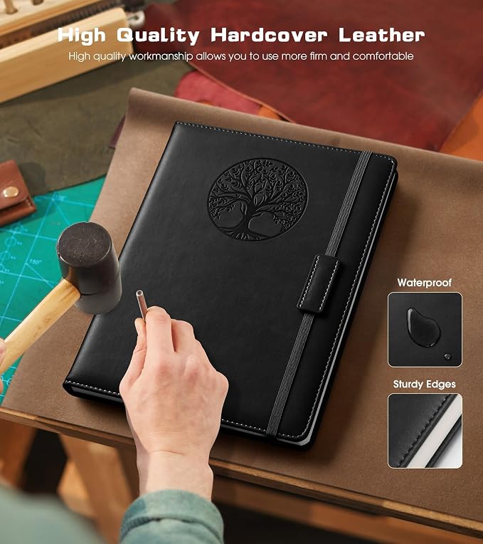 Biuwory Leather Journal Notebook,256 Thick Lined Pages,Hardcover 5.7"×8.3" | Vintage Journal for Women Men,Work,School,Business,Travel Diary,Note taking,College Ruled Writing,Daily Journaling Notebook