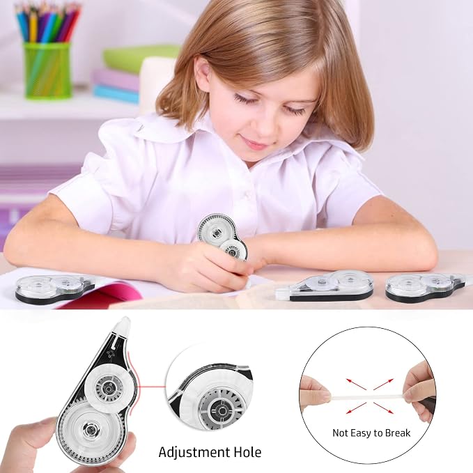 BESARME 12 Pack Correction Tape, 39 ft Each, 0.2 in Width | Instant-dry tape, adjustable gear window, smooth application, compact for school, office, and home use