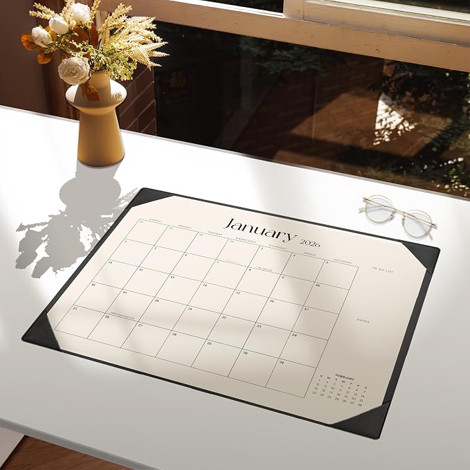 Large Desk Calendar 2026-2027 with Desk Mat, Desktop Calendar 18 Monthly Runs from January 2026 to June 2027, Desk Pad Calendar 22 x 17 Inch Perfect for Planning, Organizing, and Scheduling Your Life (Black)