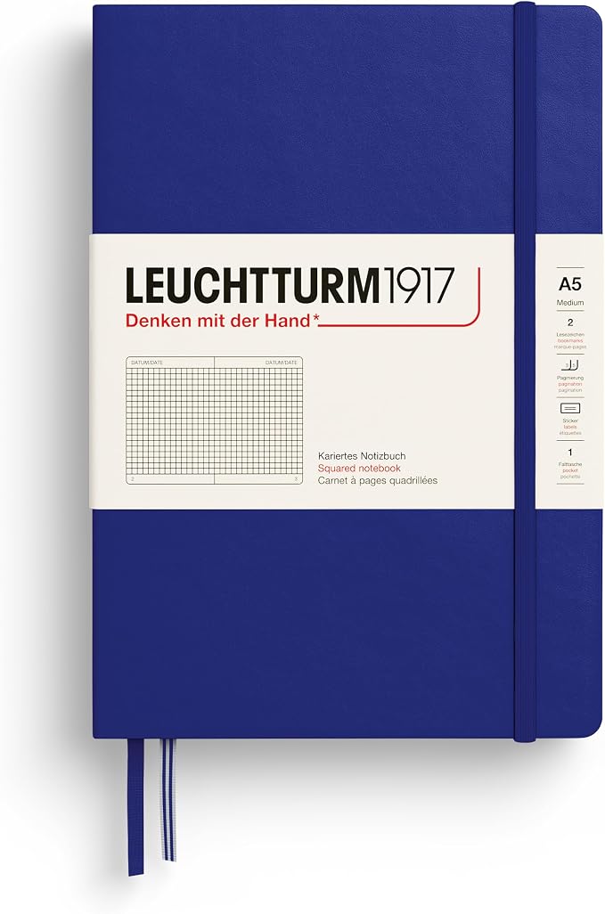 LEUCHTTURM1917 - Notebook Hardcover Medium A5-251 Numbered Pages for Writing and Journaling (Ink, Squared)