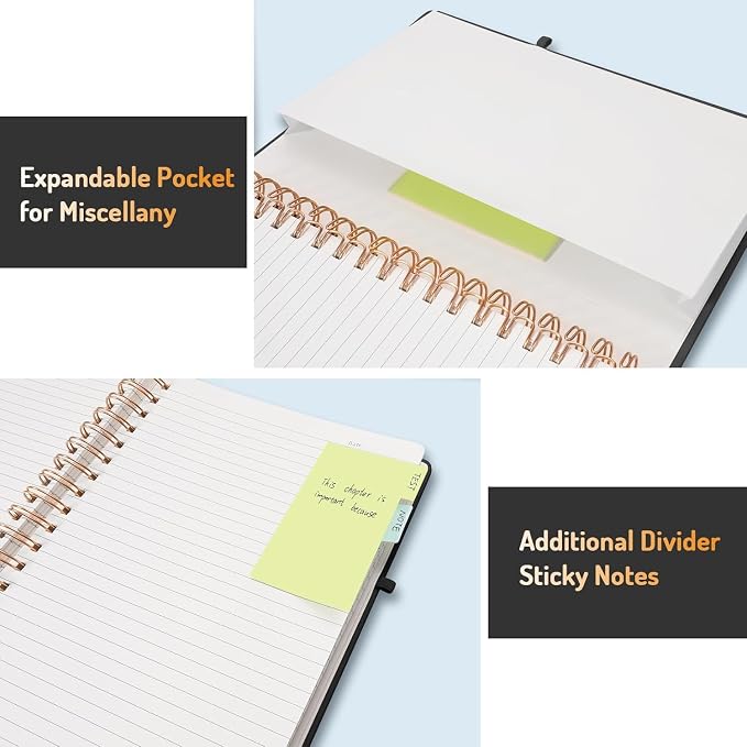Forvencer Lined Spiral Journal Notebook with 300 Numbered Pages, A5 Thick Journals for Writing with 100GSM Paper, Hardcover Notebooks with Contents for Work, School,olive green