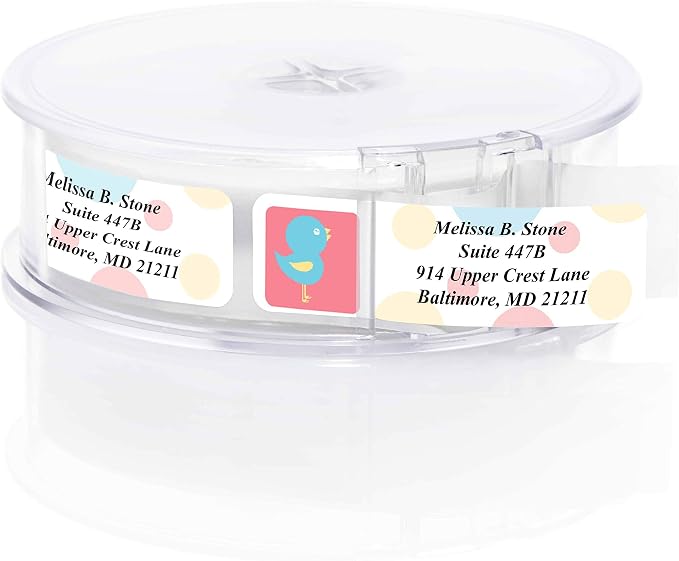 Sweet Tweet Birds Rolled Return Address Labels with Elegant Plastic Dispenser