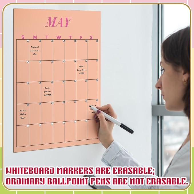 Fullhawl 12 Pcs 2026-2027 Undated Large Wall Calendar Back to School Dry Ease 12 Month Classroom Decor Reusable Calendar Yearly Blank Planner Christmas New Year Gift for Office Home (Light)