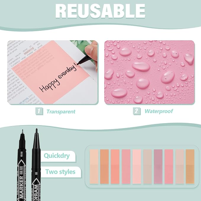 Jutom 38 Pcs Book Annotation Kit for Bible Journaling Study, Aesthetic Highlighters Pens, Index Tabs, Sticky Notes, Markers for Annotating Books Bible Page Tabs Supplies(Pink Series,Square)