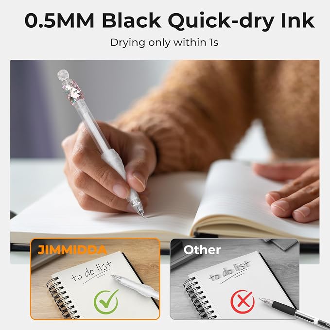 8 Pack Gel Pens - 0.5mm Fidget Rotating Black Ink, No Smudge | Fine Point Smooth Writing - Soft Grip, Quick-dry Gel Pens for Journaling, Cute School & Office Supplies, Gift for Women Men