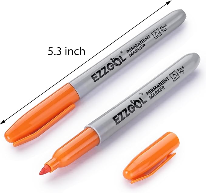 Ezzgol Permanent Markers Bulk, 40 Pack, 10 Assorted Colors,Multicolor Fine Tip Marker,Waterproof, Quick Drying on Paper,Metal,Wood,Plastic for School,Office,Home
