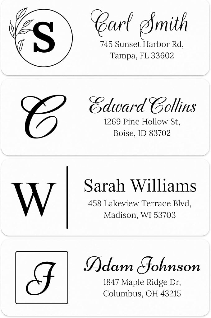 Personalized Return Address Labels, Custom Address Stickers and Name Mailing Labels Circle Flowers for Envelopes, 1x2.6 Inches, Flat Sheet of 60-1200 Made in USA by My Sign Center - Monogram 1