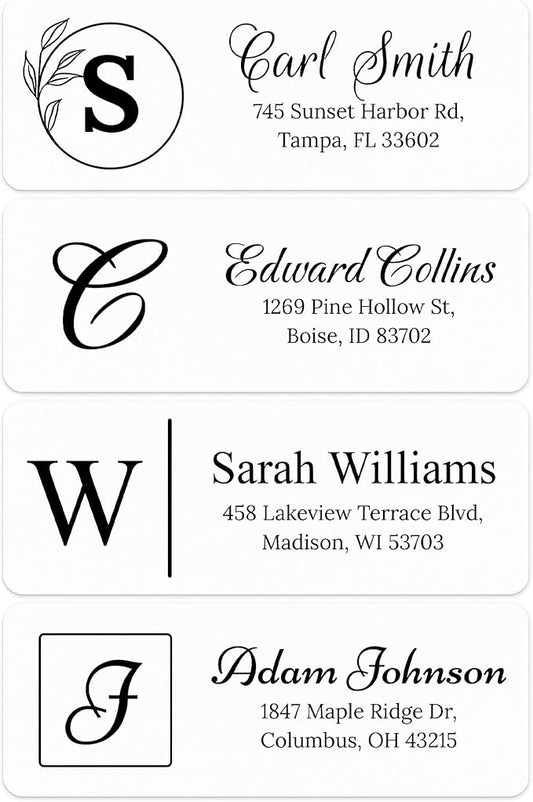 Personalized Return Address Labels, Custom Address Stickers and Name Mailing Labels Circle Flowers for Envelopes, 1x2.6 Inches, Flat Sheet of 60-1200 Made in USA by My Sign Center - Monogram 1