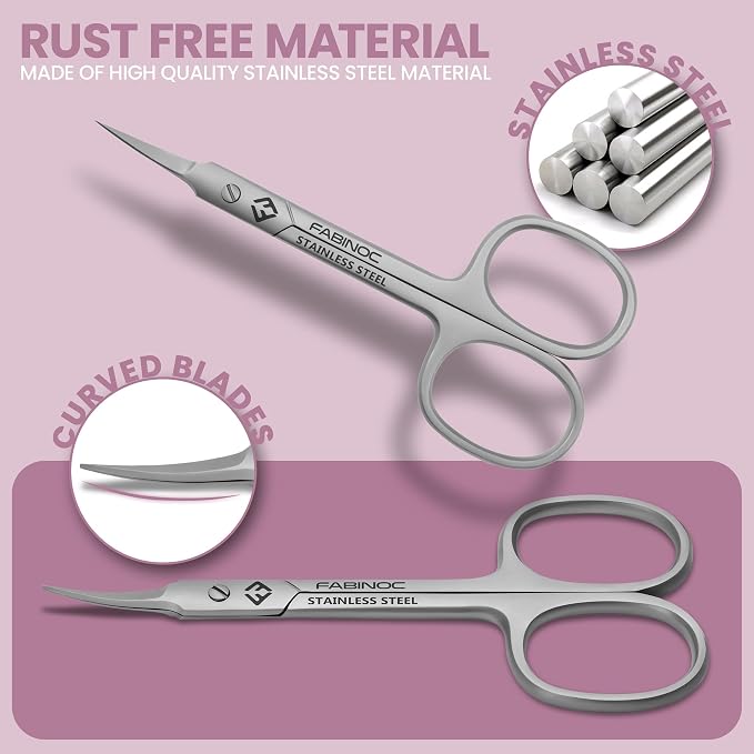 Cuticle Scissors Extra Fine Curved – German Quality Stainless Steel – Manicure Scissors for women – Beauty Scissors for Eyelash, Eyebrows and Dry Skin