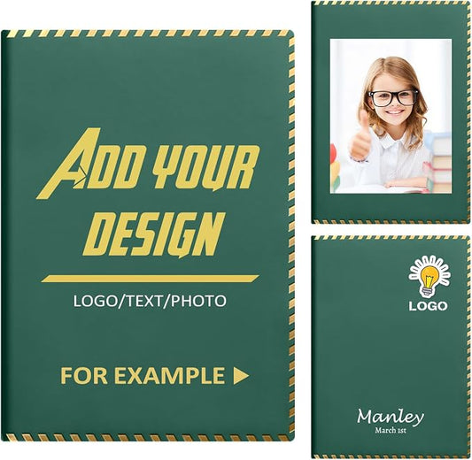 Custom A5 Personalized Notebook with Your Logo Text PU Leather Customizable Notebook Daily Journals For Writeing-200 Lined Pages(Green)