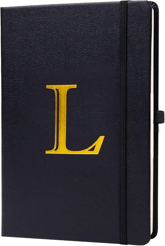 Business Notebook for Men Women, A5 Journal Notebook with A-Z , Dual-Sided Writing Paper Notebook with Dividers, Travel Journal for Teens, 200 Pages Leather Journal for Writing, Work, Meetings Black,L