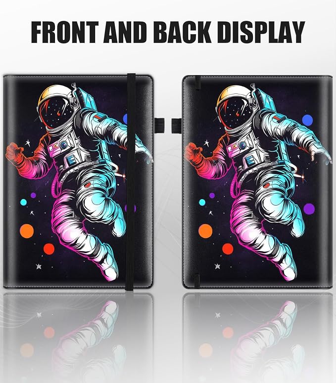 Hardcover Executive Notebooks, A5 PU Leather Lined Journal Notebook, 200 Pages Thick Paper Subject Notebooks for School,Work,Home Writing Business Notebook, Diary Book ， Astronaut Starry Sky