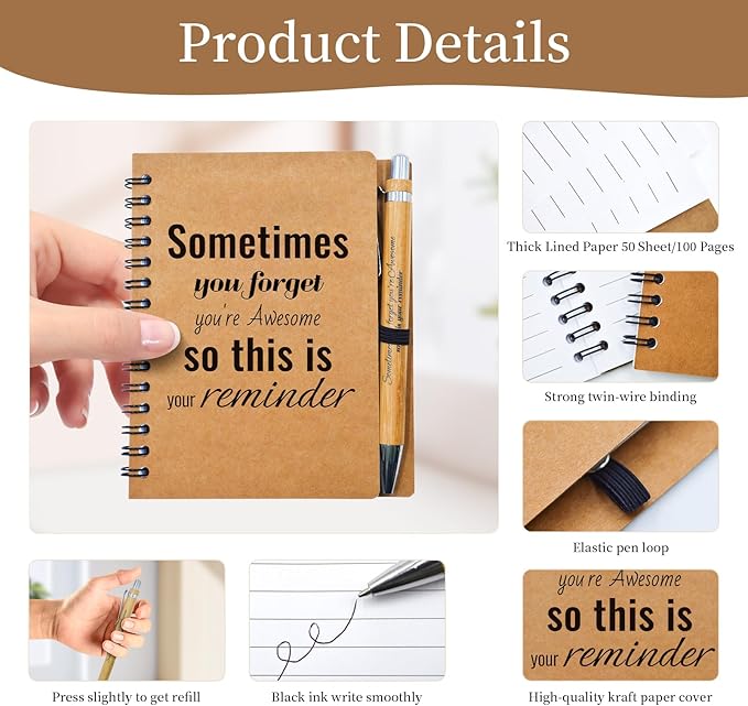 200 Pcs Employee Appreciation Gifts Bulk -100 Sets of Inspirational Notebooks with Motivational Pens, Small Notepads for Coworkers, Office Staff, Team, Volunteer, Group, Teachers, Thank You Gifts