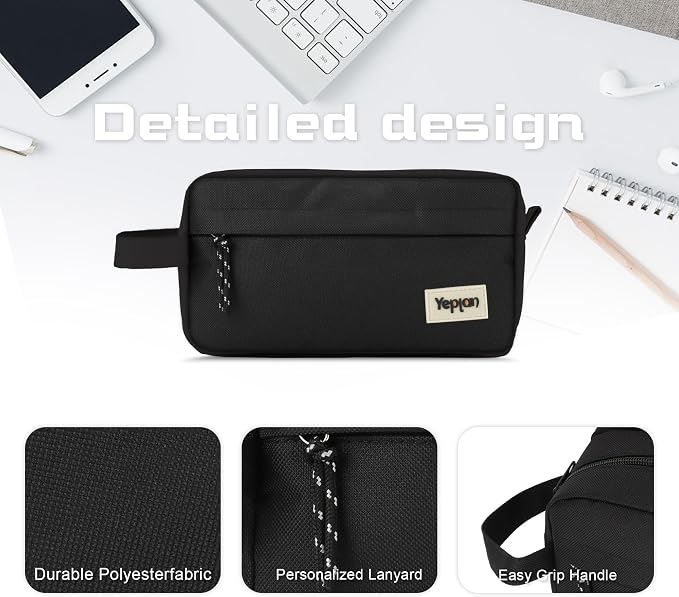 Yeplan Black Pencil case,Large Capacity Pencil Pouch | Pencil Bag,Pencil Box,Cute Pencil Case,Stationery,Durable Light Weight Material,Back To School, Pencil Case For Girls