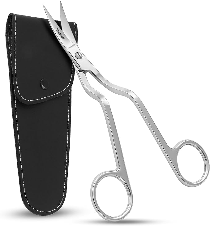 Applique Scissors 6 Inch - Premium Quality Stainless Steel With Precision Blades - Double Bent Curved Scissors for Embroidery, Fabric, Thread, Knitting, Sewing, Arts & Craft