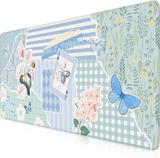 iCasso Floral Computer Mouse Pad, Desk Mat for Desktop, Keyboard and Mouse Pad, Non-Slip Mousepad with Smooth Surface, Cute Desk Accessories for Home Office Dorm