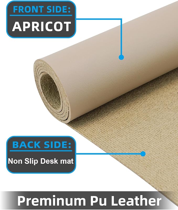 Leather Desk Pad Protector, Large Desk Mat, Mouse Pad, Non-Slip PU Leather Desk Blotter,Desk Cover mat,Desk mat for Keyboard and Mouse,Mat for Office&Home (Apricot, 48" x 17")