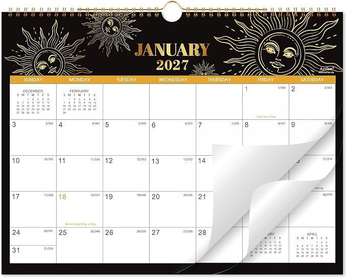 2027 Calendar - 2027 Wall Calendar, JAN 2027 - DEC 2027, 15" x 11.5" | 2027 Wall Calendar 12 Month with Hanging Hook, To-do & Notes for School, Home, Office Organization