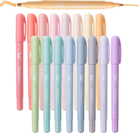 Mr. Pen- Dual Tip Highlighters, 16 Pack, Fine & Chisel | Cute Highlighters Assorted Colors, Dual Tip Markers