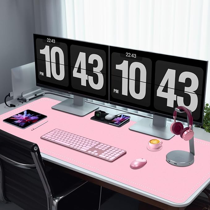 Large Desk Pad, 47.2" x 17" PU Leather Desk Mat for Desktop, Non-Slip Office Desk Mat for Desk, Desk Blotter Pad, Waterproof Computer Pad for Desk, Keyboard Mats for Home & Office (Fairy Tale Pink)