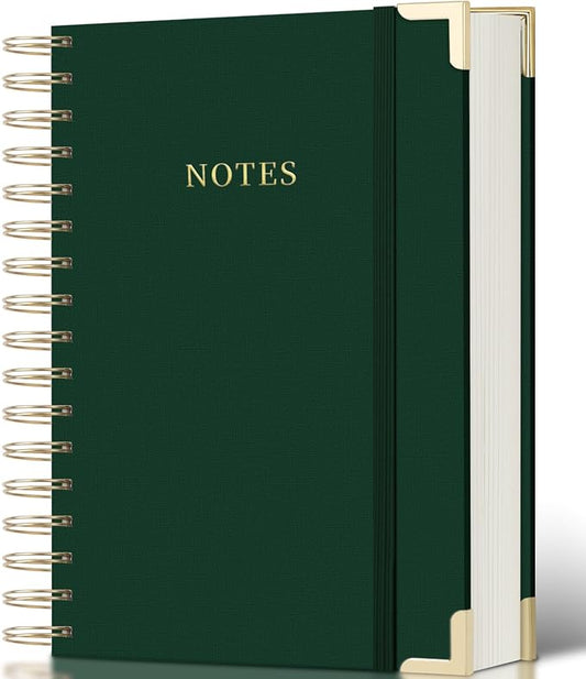ALKALO Spiral Notebook Journal, 328 Pages Linen Hardcover College Ruled Notebook, Lined Thick Journals for Women Men, B5 Thick Spiral Journal for Writing, 100GSM Paper, Cute Notebooks for Work School