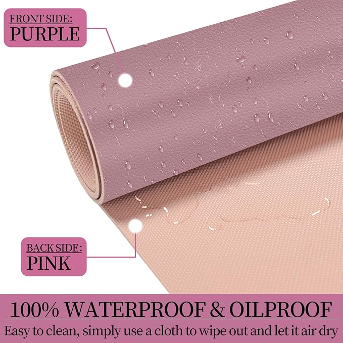 Non-Slip Desk Pad Mat, Leather Desk Mat for Desktop, Large Mouse Pad, Waterproof Computer Mouse Mat Desktop Protector for Office/Home (Purple Pink, 35.4" x 17")