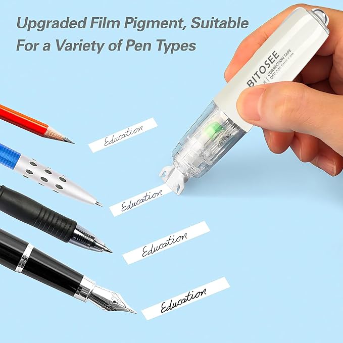 Refillable Retractable Quick Dry White Correction Tape,Mini Small Aesthetic Cute Correction Tape, with Easy to Use Kawaii Pen Shaped Applicator,for School Office Supplies