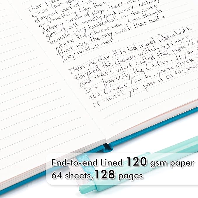 feela 3 Pack Notebooks Journals Bulk, Hardcover Notebook Classic Ruled Lined Journal Set with Pen Holder for Work Business Journaling Note Taking, with 3 Black Pens, 120 GSM, 5.1”x8.3”, A5, Teal