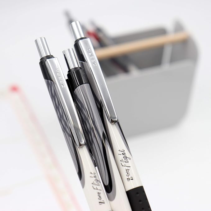 Zebra Pen Z-Grip Flight Retractable Ballpoint Pen, Bold Point 1.2mm, Black Ink, School Supplies, Teacher Supplies, and Office Supplies, Smooth Writing, Quick-Drying, 5-Pack (21915)