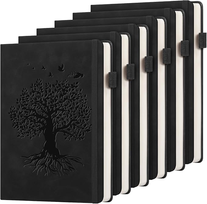 6 Pack Lined Journal Notebook for Women Men, A5 Hardcover Leather Journals for Writing, 200 Pages Thick Paper, Daily Journal Notebook for Work, School, Note Taking, Business, Travel, College Ruled