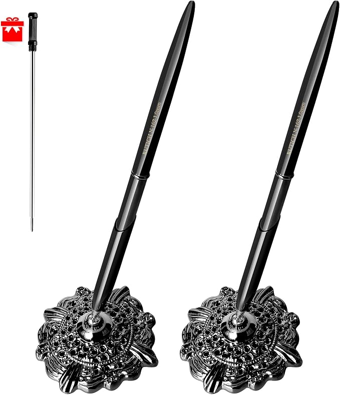 Replacement Wedding Signing Pen Guest Book Pen for Wedding Bridal Engagement Valentine's Day Signing Pen Holder, Black 2 Pcs