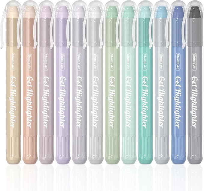 Shuttle Art Bible Highlighters and Pens No Bleed, 12 Dusty Colors Gel Highlighters No Bleed Through, Bible Journaling Supplies, Great for Journaling Highlighting and Studying