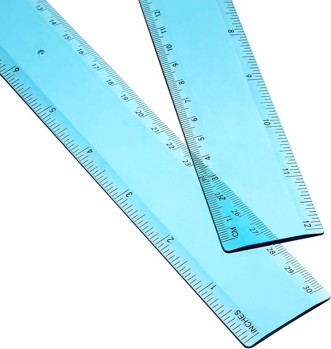EBOOT 2 Pack Plastic Ruler Straight Ruler Plastic Measuring Tool for Student School Office(Blue,12 Inch)