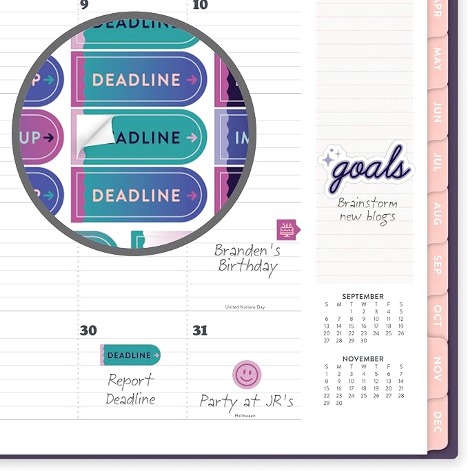 Mead Cambridge 2027 Planner, Weekly & Monthly, 15-Month Oct-Dec, 8.5" x 11", CatCoq, Retro Flower (CC02-905-27)