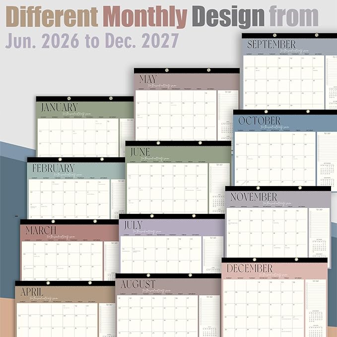Guasslee Large Desk Calendar 2026-2027, 19-Month Large Hanging Desk/Wall Calendar From 2026 June-2027 December, 17" X 22" School Year Monthly Planner With Thick Paper For Office Home School Organizing