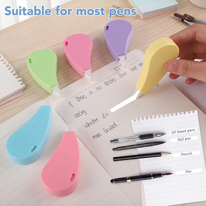 BESARME 12 Pack Correction Tape - Macaron Colors 19.69 Ft Each Correction Tape Roller for Students & Office Supplies