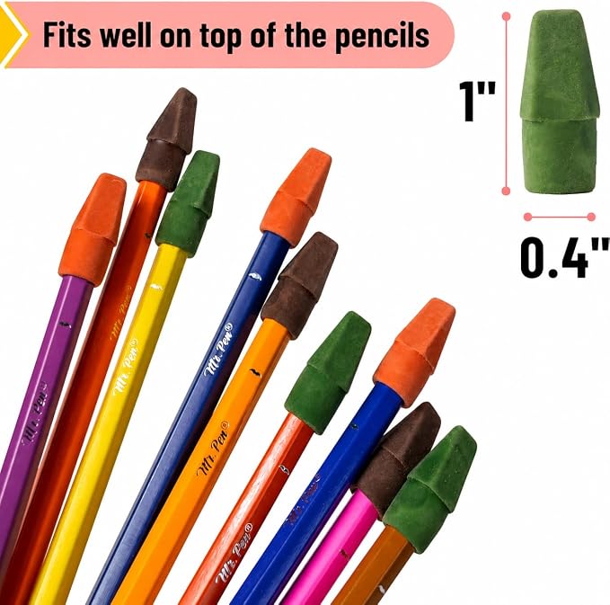 Mr. Pen- Pencil Erasers Toppers, 30 Pack, Colorful | Mr Pen Erasers for Pencils