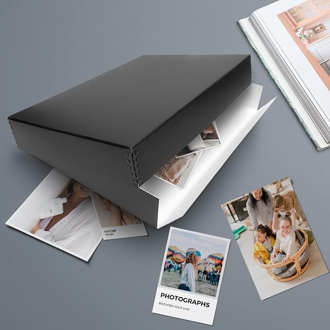 Lineco Museum Archival Storage Box, Drop Front, 13.75x19.75x3 in, Black | Acid-Free with Metal Edge, Preserves Picture Longevity, Organize Photos, Newspapers, Prints, Documents, Crafts, DIY