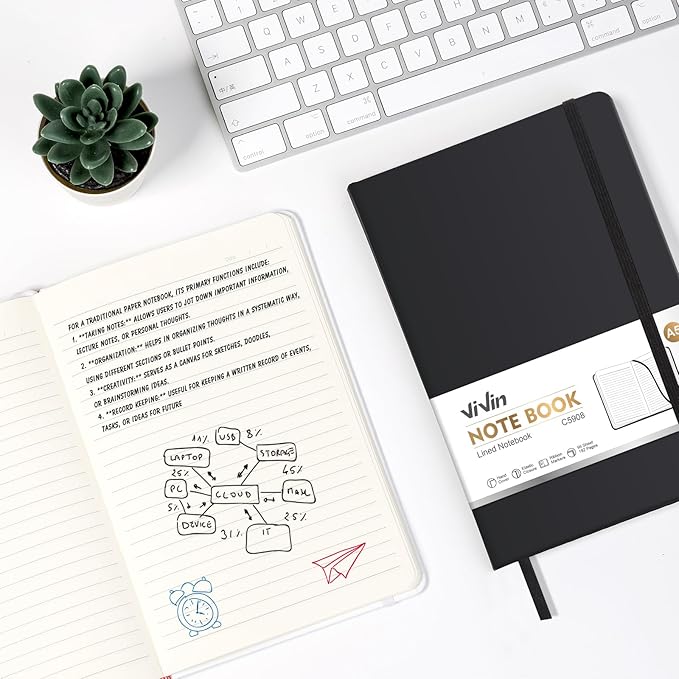 ViVin Lined Journal Notebooks for Professional Office Work,192 Pages,Medium 5.5 x 8.3 inch,College Ruled,A5 Hardcover Journaling Notebooks for Writing,8 Pack Bulk