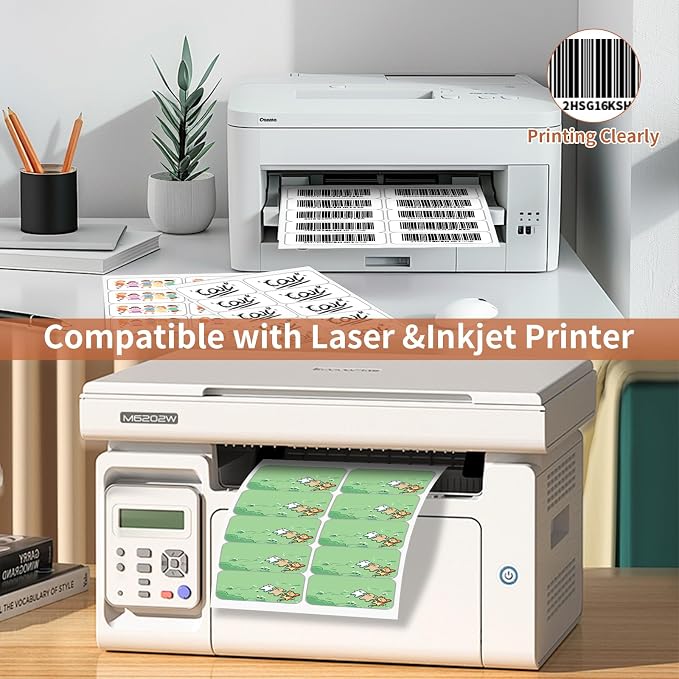 2"x 4" (200 Sheets) Address Labels Sticker Paper for Laser/Ink Jet Printer, Printable and Writable White Sticker Label- Matte, 10 per Page Label (Total 2000 Labels)